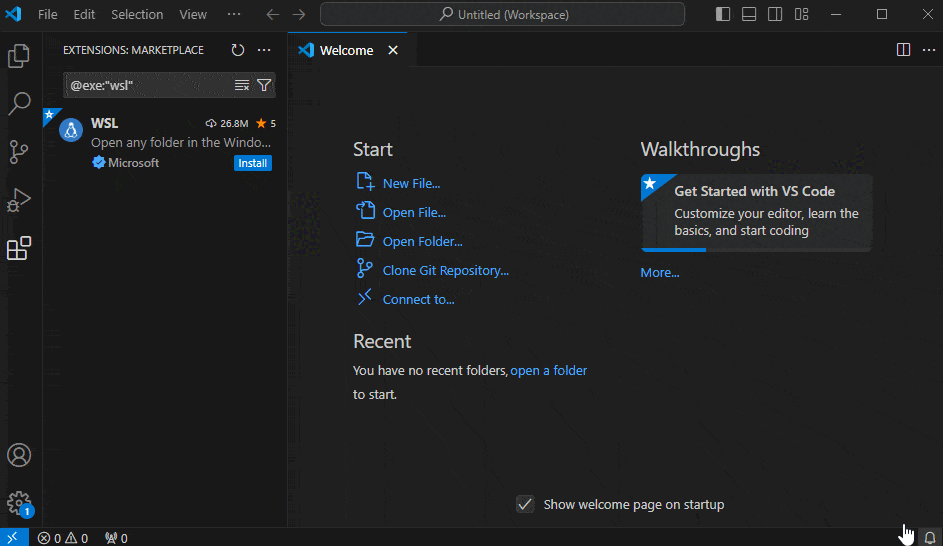 Open terminal in vs code